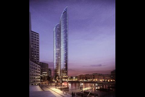West India Quay Tower Greenland Group night view
